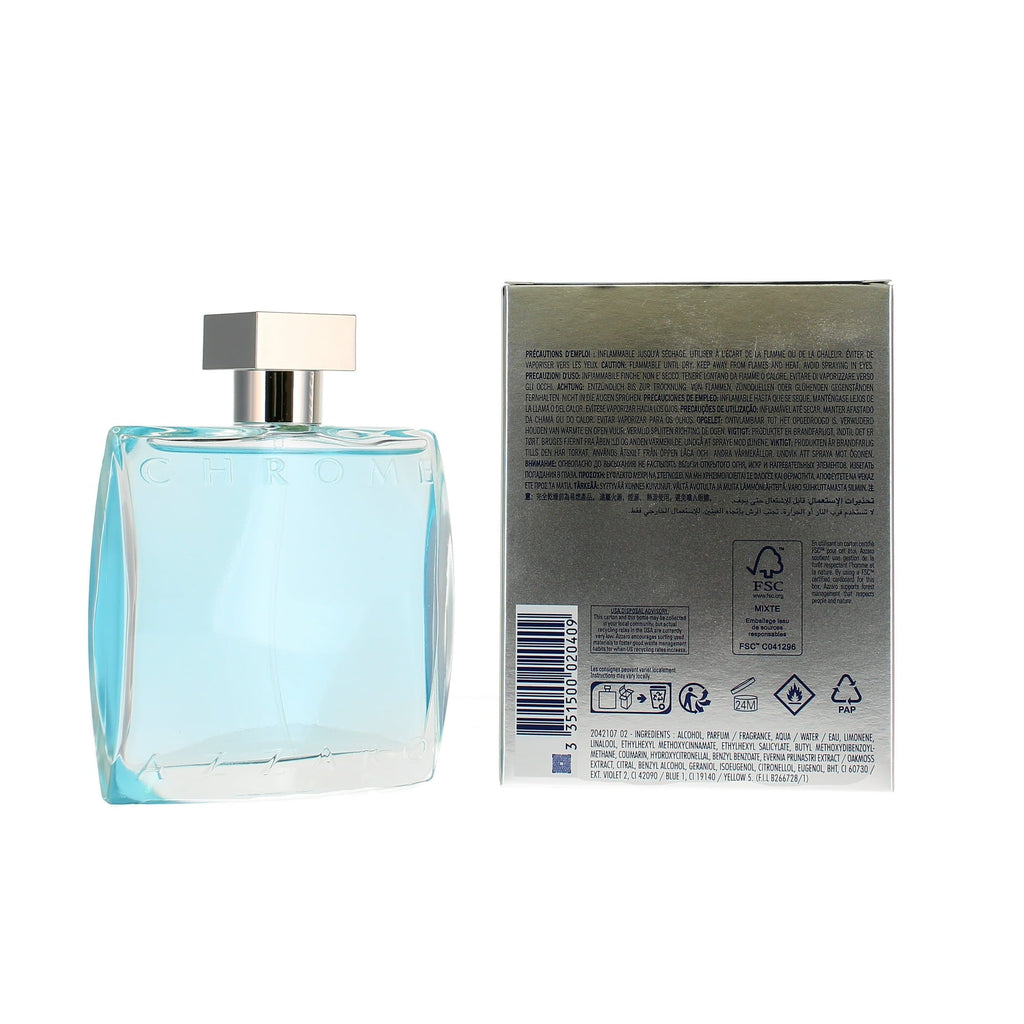 Azzaro Chrome Eau De Toilette, Cologne for Men, 3.4 Oz