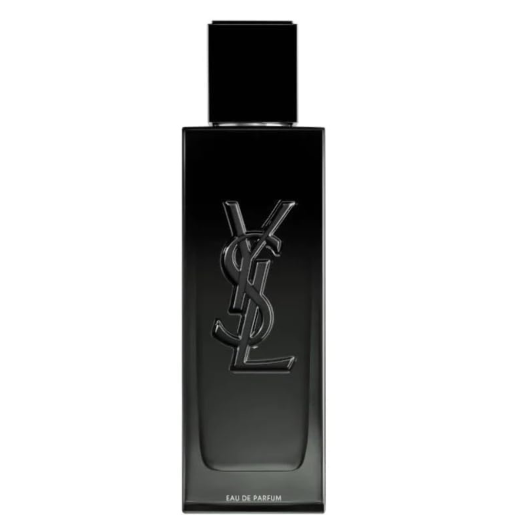 Black YSL perfume bottle on a white background