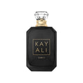 Black perfume bottle with gold cap and 'KAY ALI' branding on a white background