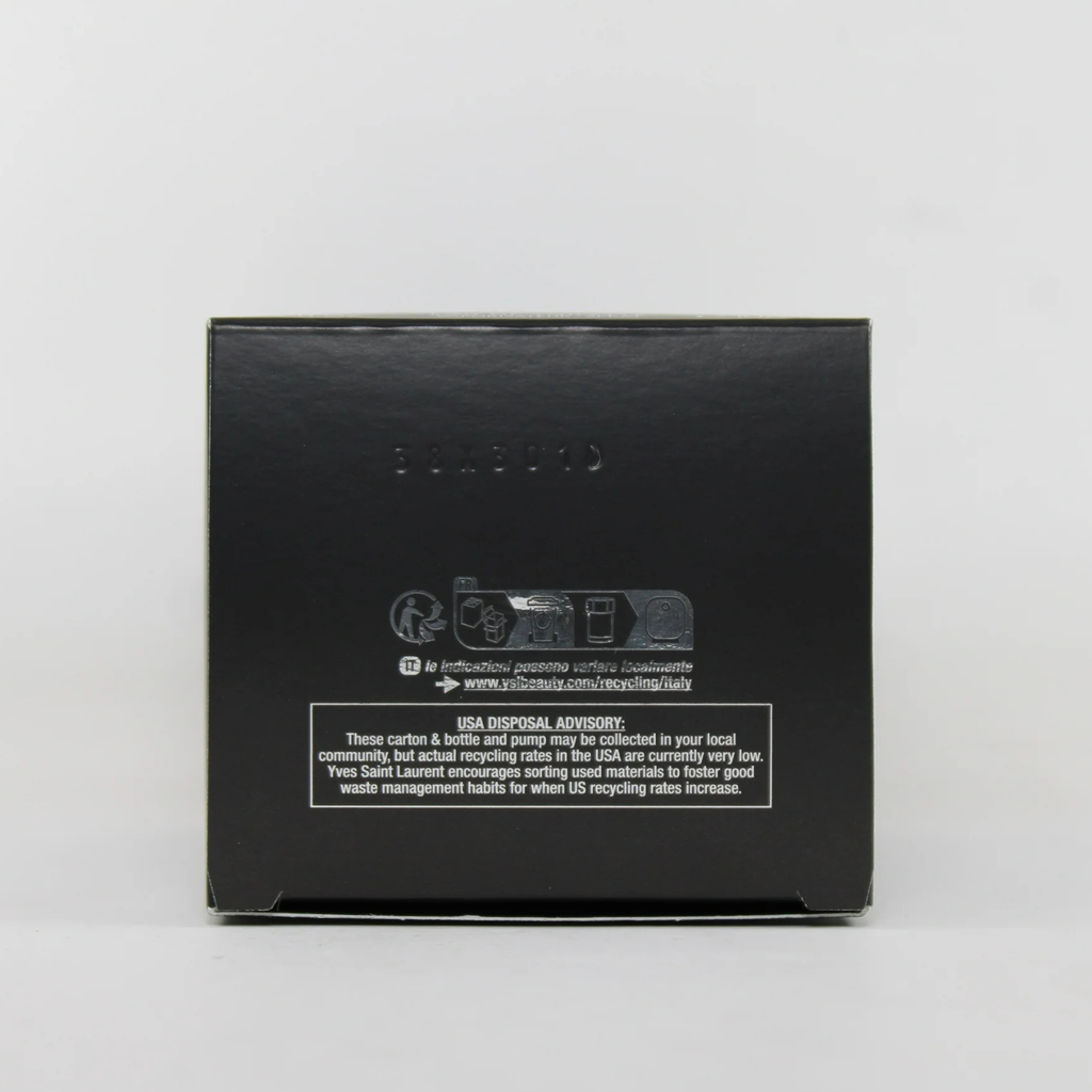 Black rectangular product packaging with text on a white background