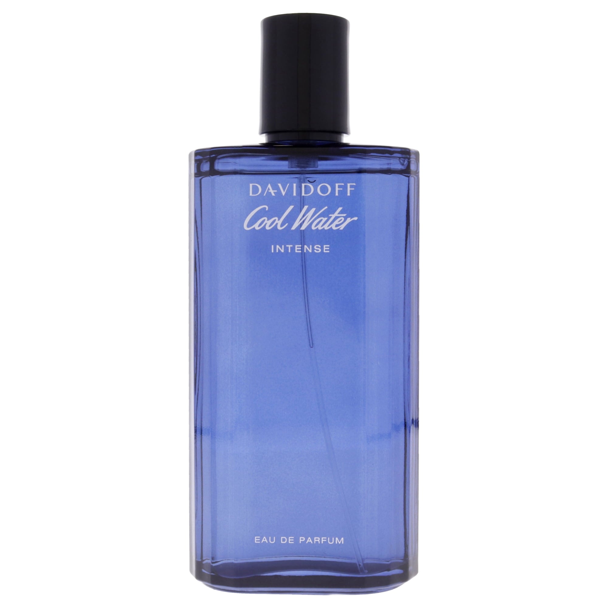 Blue Davidoff Cool Water Intense perfume bottle on a white background