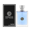 Versace pour homme perfume bottle and packaging on a white background