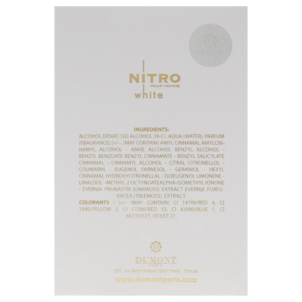 Dumont Paris Nitro White Pour Homme Eau de Parfum 3.4 oz product image 3